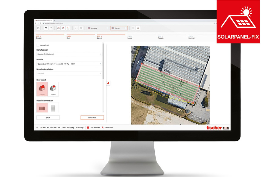 fischer: Bemessungs-Software Solarpanel-FIX.