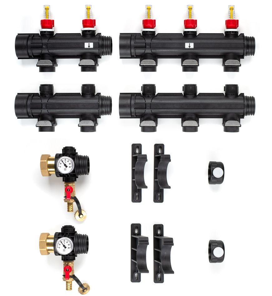 Tece: Module des Tecefloor-Industrie-Heizkreisverteilers.