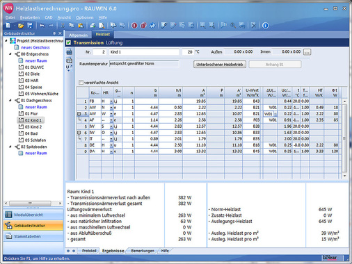 Heizlast-Software - Nach DIN EN 12831 Kalkulierte Wärme