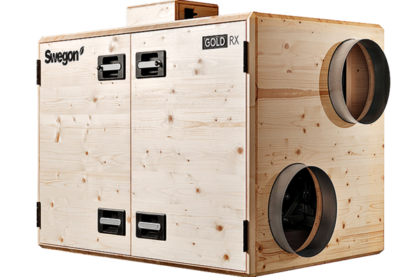 © Swegon Swegon-Konzeptstudie: Gold-RLT-Gerät aus Holz.