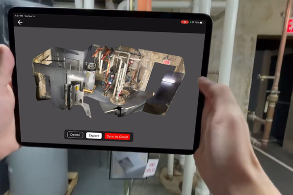 © Faro, Site Scape Bild 1 Mit 3D Aufmaß-Apps lässt sich beispielsweise die Anlagentechnik per Smartphone oder Tablet schnell, einfach und kostengünstig dreidimensional erfassen.